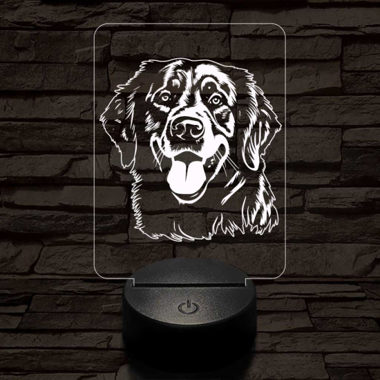 Golden retriever-fej 7 színű 3D led lámpa