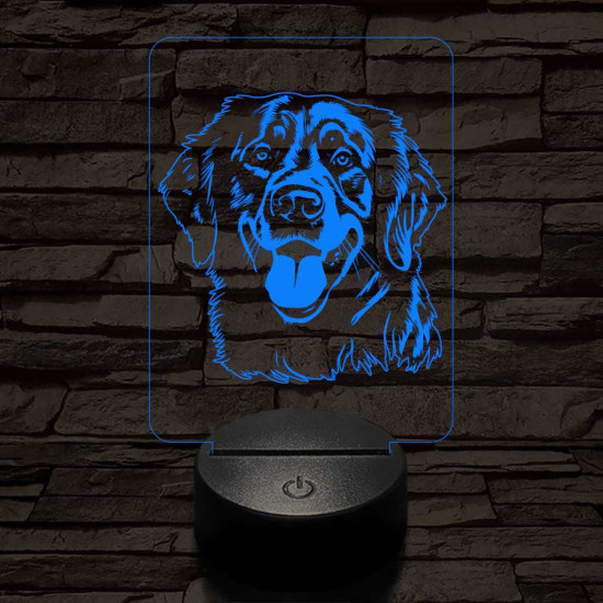 Golden retriever-fej 7 színű 3D led lámpa