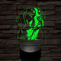 Nagy svájci havasi kutya-fej 7 színű 3D led lámpa