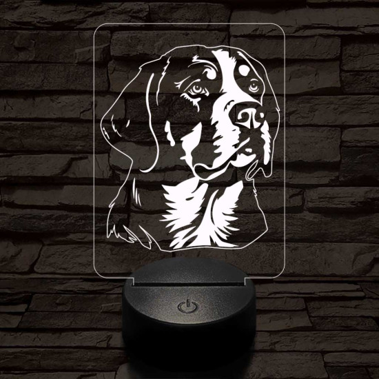 Nagy svájci havasi kutya-fej 7 színű 3D led lámpa