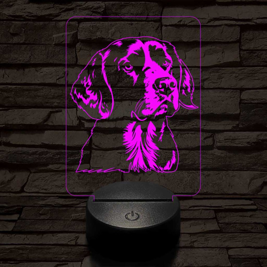 Harrier kutya-fej 7 színű 3D led lámpa