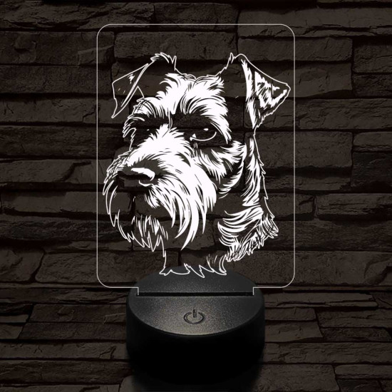 Airedale terrier-fej 7 színű 3D led lámpa