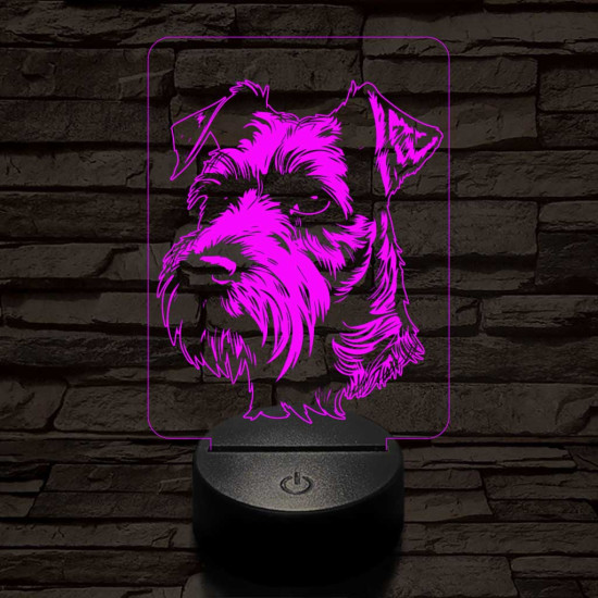 Airedale terrier-fej 7 színű 3D led lámpa