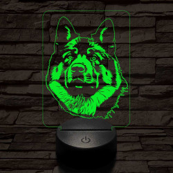 Amerikai akita-fej 7 színű 3D led lámpa