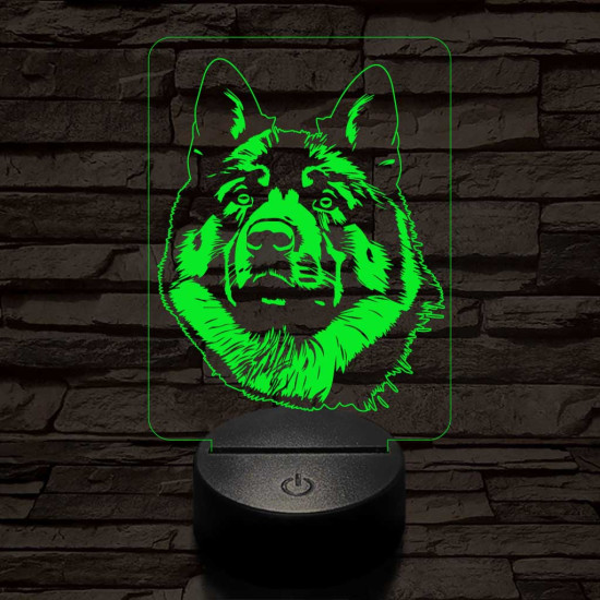 Amerikai akita-fej 7 színű 3D led lámpa
