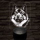 Amerikai akita-fej 7 színű 3D led lámpa