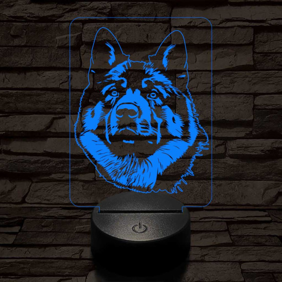 Amerikai akita-fej 7 színű 3D led lámpa