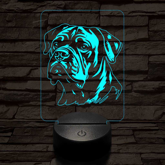 Amerikai bulldog-fej 7 színű 3D led lámpa