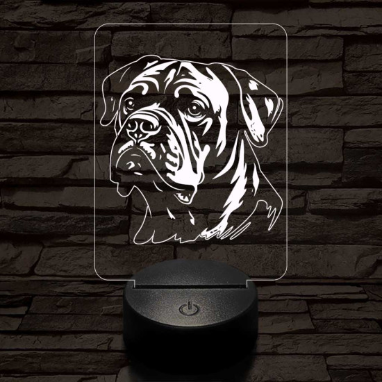 Amerikai bulldog-fej 7 színű 3D led lámpa
