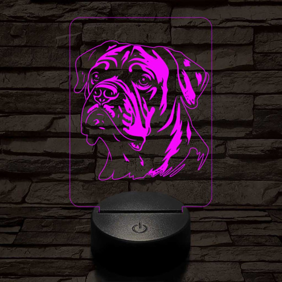 Amerikai bulldog-fej 7 színű 3D led lámpa
