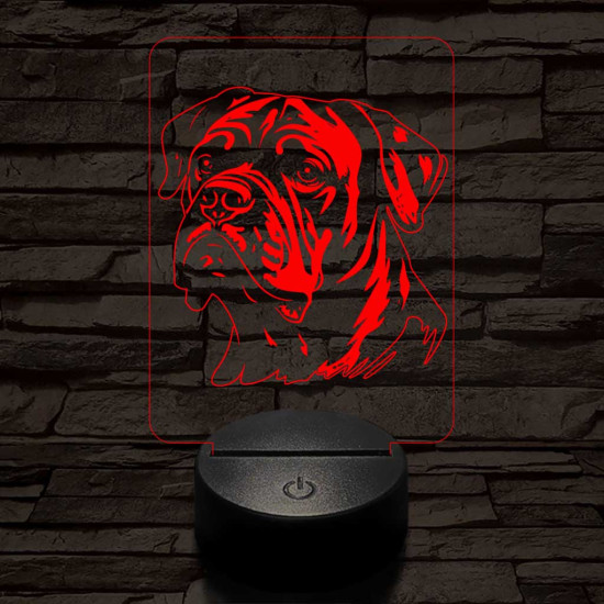 Amerikai bulldog-fej 7 színű 3D led lámpa