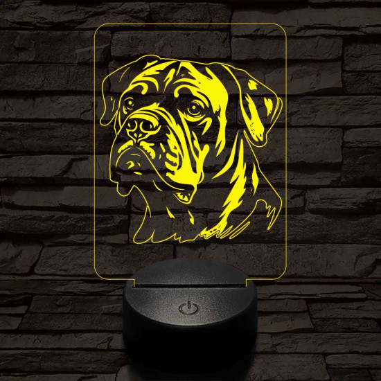 Amerikai bulldog-fej 7 színű 3D led lámpa