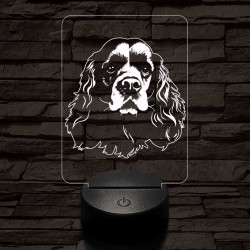 Amerikai cocker spániel-fej 7 színű 3D led lámpa