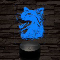 Amerikai eszkimó kutya-fej 7 színű 3D led lámpa
