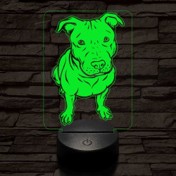 Amerikai pitbull-fej 7 színű 3D led lámpa