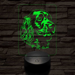 Amerikai vízi spániel-fej 7 színű 3D led lámpa