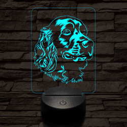 Amerikai vízi spániel-fej 7 színű 3D led lámpa