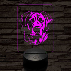 Anatóliai juhászkutya-fej 7 színű 3D led lámpa