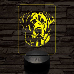 Anatóliai juhászkutya-fej 7 színű 3D led lámpa