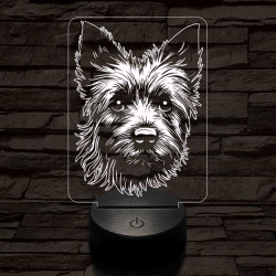 Ausztrál terrier-fej 7 színű 3D led lámpa