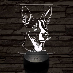 Basenji-fej 7 színű 3D led lámpa