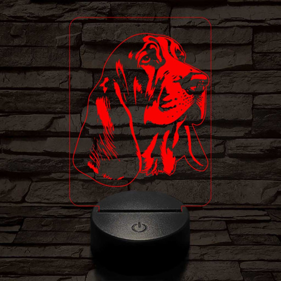 Basset hound-fej 7 színű 3D led lámpa