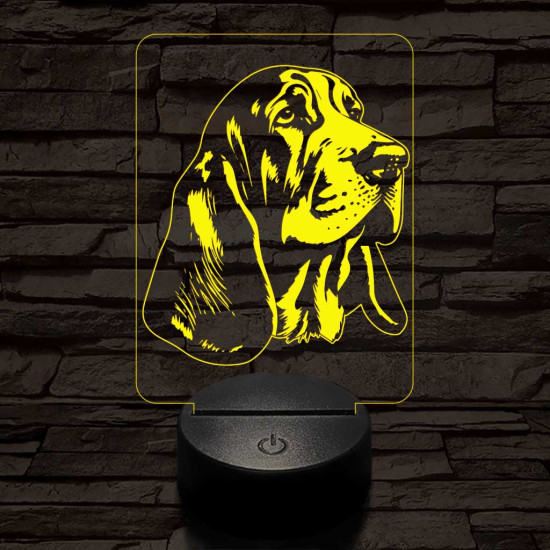 Basset hound-fej 7 színű 3D led lámpa