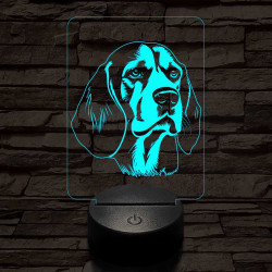 Beagle-fej 7 színű 3D led lámpa