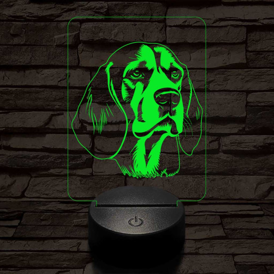 Beagle-fej 7 színű 3D led lámpa