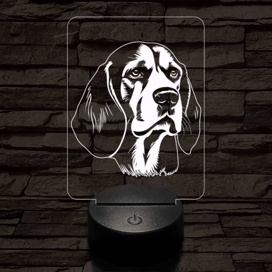 Beagle-fej 7 színű 3D led lámpa