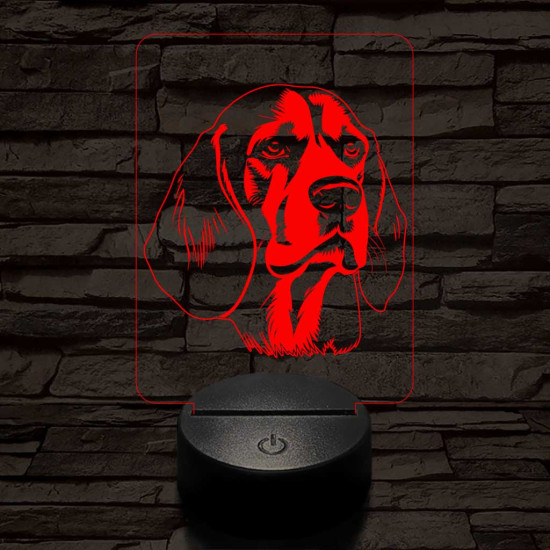 Beagle-fej 7 színű 3D led lámpa