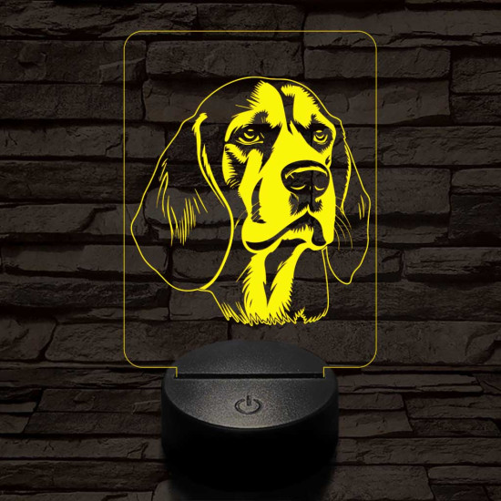 Beagle-fej 7 színű 3D led lámpa