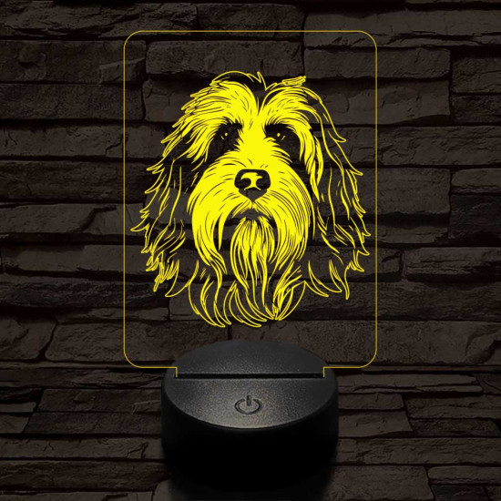 Szakállas collie-fej 7 színű 3D led lámpa