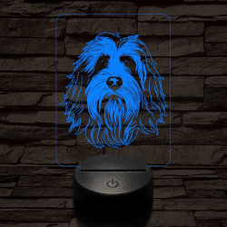 Szakállas collie-fej 7 színű 3D led lámpa