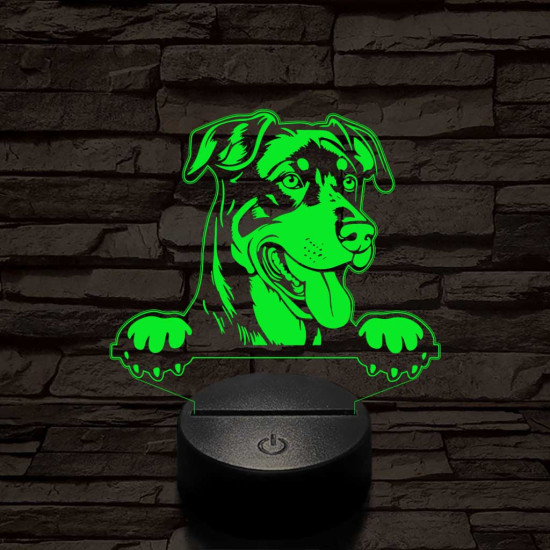 Beauce-i juhászkutya kerítésen-fej 7 színű 3D led lámpa