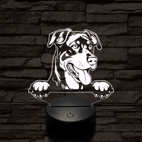 Beauce-i juhászkutya kerítésen-fej 7 színű 3D led lámpa