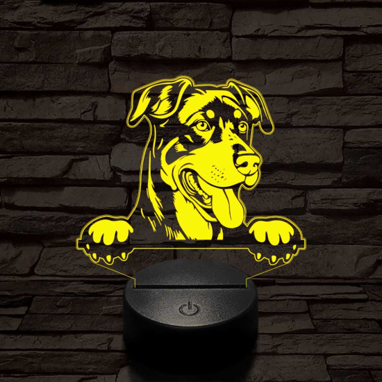 Beauce-i juhászkutya kerítésen-fej 7 színű 3D led lámpa
