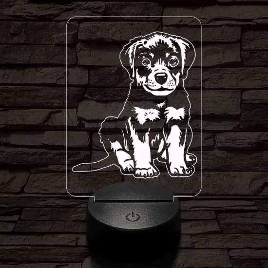 Rottweiler kölyök-fej 7 színű 3D led lámpa