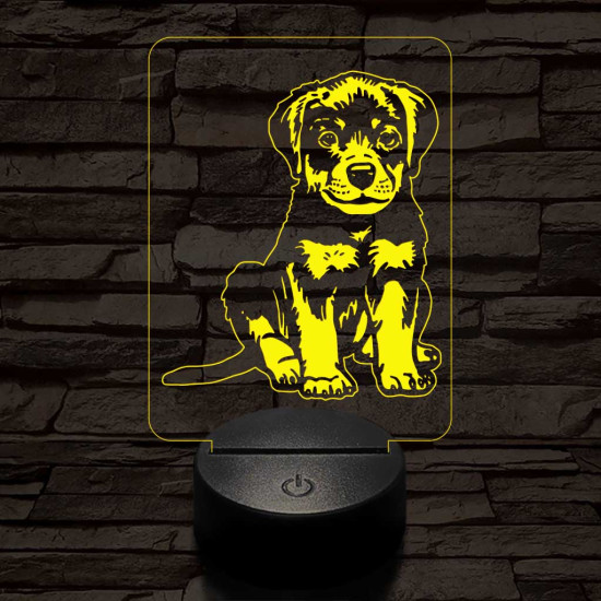 Rottweiler kölyök-fej 7 színű 3D led lámpa