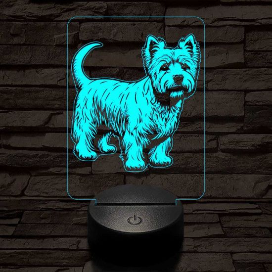 Westie 7 színű 3D led lámpa