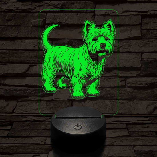 Westie 7 színű 3D led lámpa