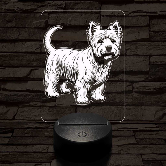 Westie 7 színű 3D led lámpa
