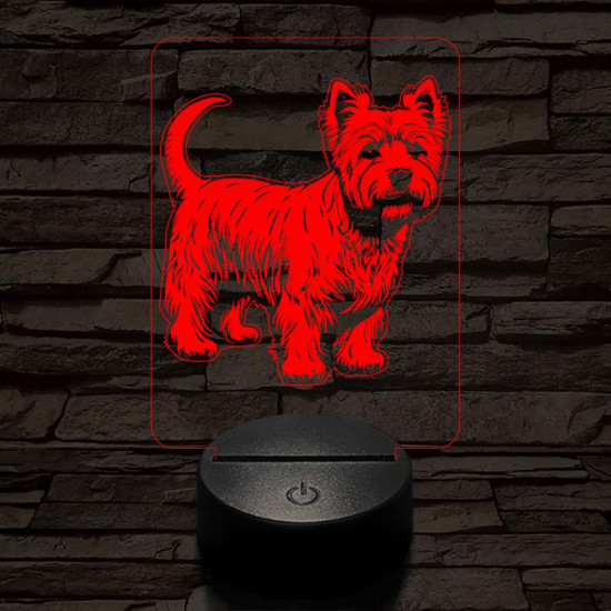 Westie 7 színű 3D led lámpa