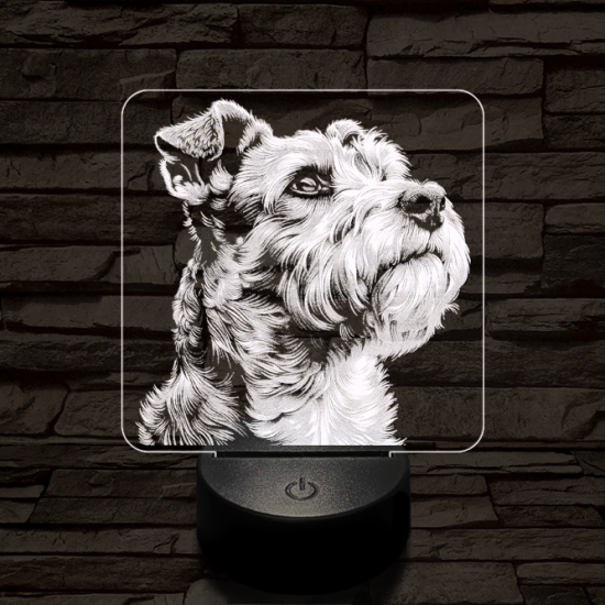 Schnauzer portré 7 színű valósághű 3D led lámpa