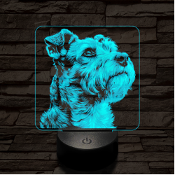 Schnauzer portré 7 színű valósághű 3D led lámpa