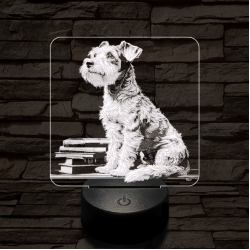 Schnauzer egész alakos portré 7 színű valósághű 3D led lámpa