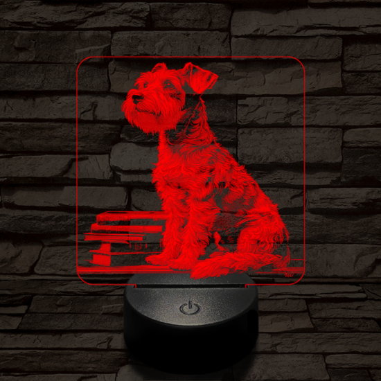 Schnauzer egész alakos portré 7 színű valósághű 3D led lámpa