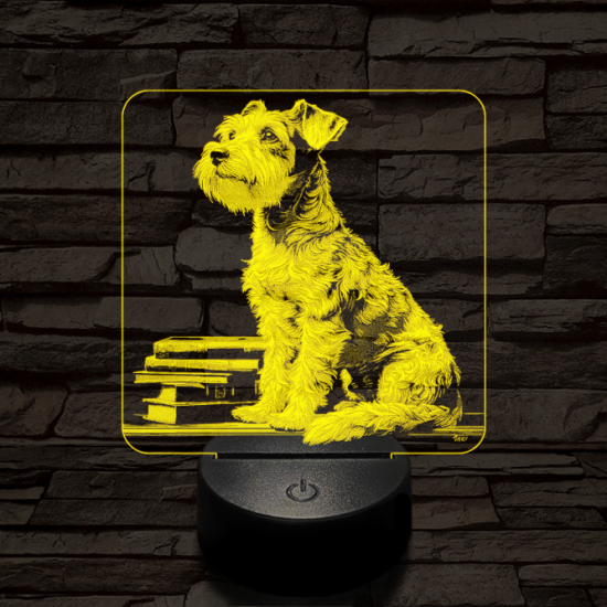 Schnauzer egész alakos portré 7 színű valósághű 3D led lámpa