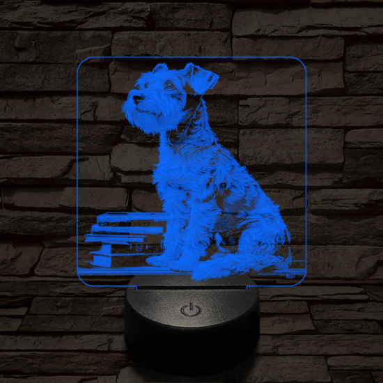 Schnauzer egész alakos portré 7 színű valósághű 3D led lámpa