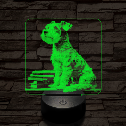 Schnauzer egész alakos portré 7 színű valósághű 3D led lámpa